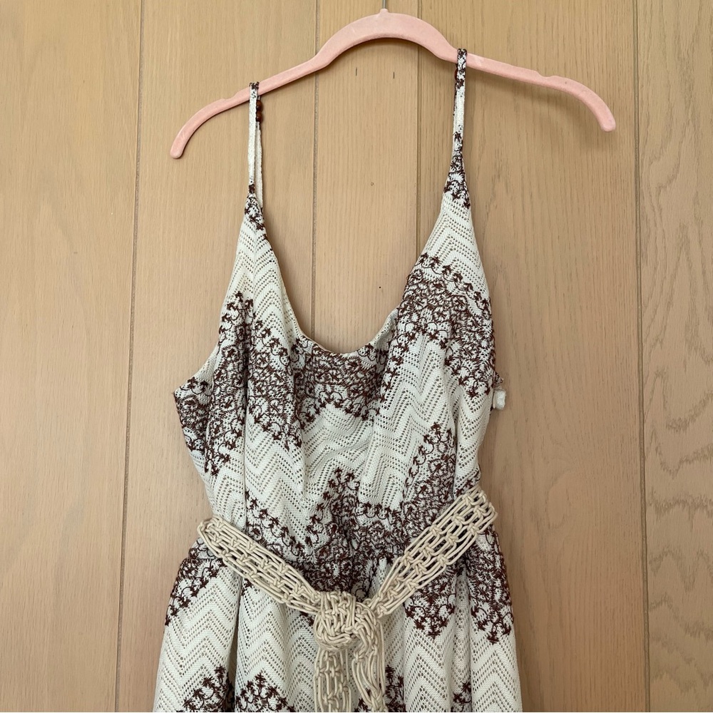 Venus Bohemian Spaghetti Strap Maxi Lace Overlay Dress Sz 1X Chevron Embroidered - Picture 3 of 16